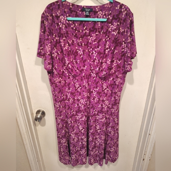 Chaps Women's Purple Stretch Knit Babydoll Style Midi Dress Sz 22W Event Wedding - Picture 1 of 6